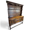 Image 2 : Antique Oak Welsh Dresser w Open Plate Rack & Carved Cabinet Base 60"x18.5"x79.5"
