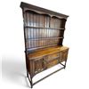 Image 3 : Antique Oak Welsh Dresser w Open Plate Rack & Carved Cabinet Base 60"x18.5"x79.5"