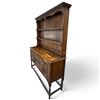 Image 4 : Antique Oak Welsh Dresser w Open Plate Rack & Carved Cabinet Base 60"x18.5"x79.5"