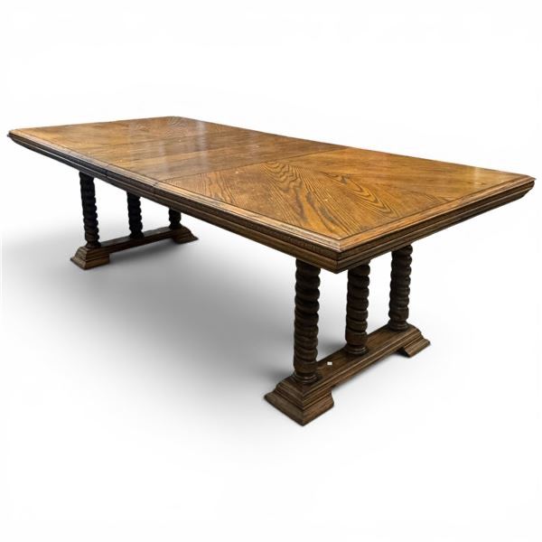 French Oak Refectory-Style Dining Room Table with 2 Leaves 68x44x30" Plus Two 15: Leaves