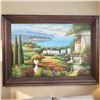 Image 1 : Large Mediterranean Chateau Oil Painting by Bernard 87x63x4"