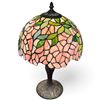 Image 2 : Stained Glass Tiffany Style Table Lamp w Floral Motif Shade 20" Tall