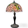 Image 3 : Stained Glass Tiffany Style Table Lamp w Floral Motif Shade 20" Tall