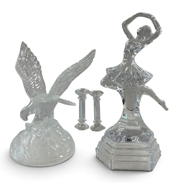 Clear Glass Eagle Knife Rests & Ballerina Figurines - Lead Crystal