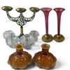 Image 1 : Set of Decorative Glass Vases & Candle Holders by Various Makers