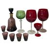 Image 2 : Colorful Glassware Collection w Decanter & Ice Bucket