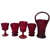 Image 2 : Ruby Red Glassware Set w Hand Painted Vase