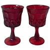 Image 3 : Ruby Red Glassware Set w Hand Painted Vase