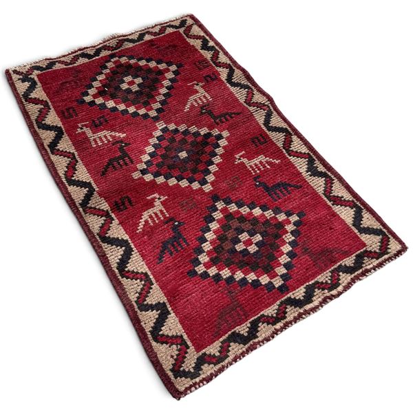 Hand Knotted Shiraz Wool Persian Rug w Geometric Pattern