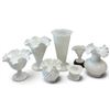 Image 1 : Collection of Fenton Hobnail Milk Glass Vases & Compote