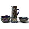 Image 1 : Imperial Glass Company amethyst/purple carnival glass set in the Diamond Lace