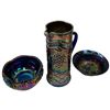Image 2 : Imperial Glass Company amethyst/purple carnival glass set in the Diamond Lace