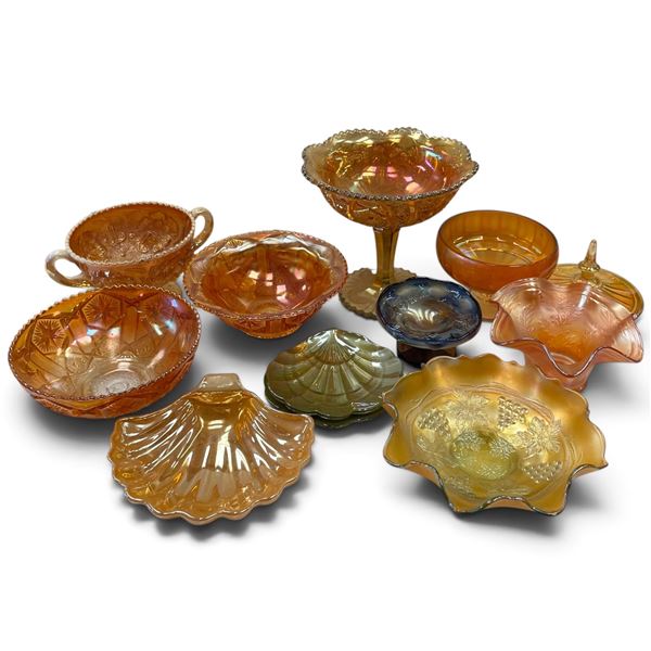 Carnival Glass Collection of Bowls, Dishes & Compotes