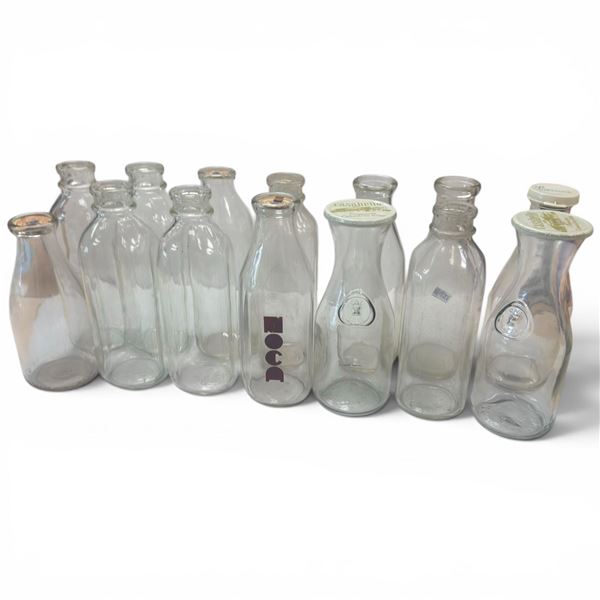 Collection of Vintage Glass Milk Bottles