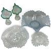 Image 1 : Assorted Glassware: Hobnail Bowls & Green Jack-in-the-Pulpit Vases 7" Tall