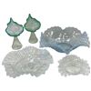 Image 2 : Assorted Glassware: Hobnail Bowls & Green Jack-in-the-Pulpit Vases 7" Tall