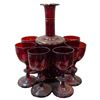 Image 2 : Red & Gold Bohemian Glassware Set w Decanter & Goblets
