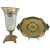 Image 2 : Vase & Tray w Italian Flatware Set, Gilt Corbels