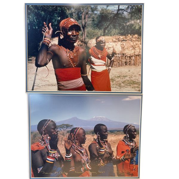 Framed Africa Tribe Photographs Signed & Dated 20.5x17.5"