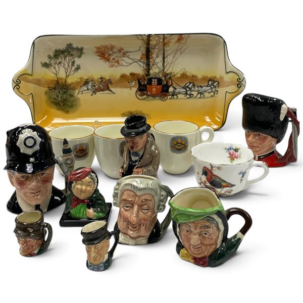 Royal Doulton Character Jugs & Platter, Hotel Vancouver Cups