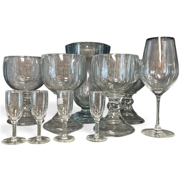 Assorted Glassware Collection, Including Thick Vases & Mugs