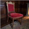Image 1 : Victorian Style Wooden Chair w Red Velvet Upholstery Seat Height is 16"