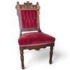 Image 2 : Victorian Style Wooden Chair w Red Velvet Upholstery Seat Height is 16"