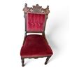 Image 3 : Victorian Style Wooden Chair w Red Velvet Upholstery Seat Height is 16"