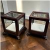 Image 1 : Pair of Bombay Company Wood & Glass Display Boxes w Bear Figurine Feet  * 6" x 6" x 7" tall