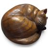 Image 2 : Wooden Sleeping Cat Sculpture w Carved Details 11" in Diameter