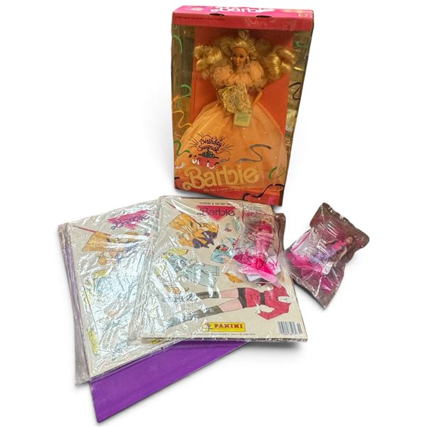 Barbie Birthday Surprise Doll & Panini Sticker Sheets