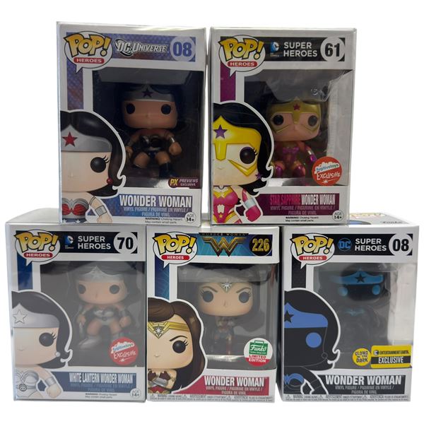 Set of 5 Funko POP! Wonder Woman Figures, Various Editions
