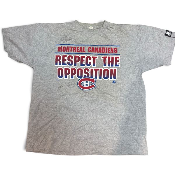 Guy Lafleur & Joe Sakic Autographed Montreal Canadiens T-Shirt w Autograph & Team Logo