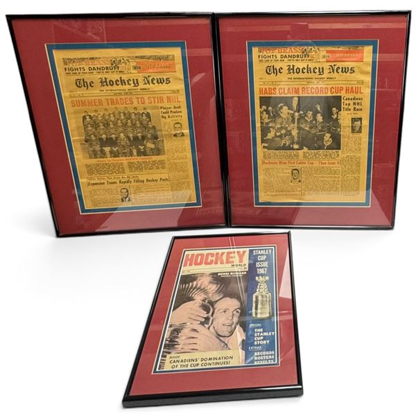 Framed The Hockey News & Hockey World Issues 1965 & 1967 Montreal Canadiens