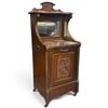 Image 1 : Antique Wooden Coal Scuttle Cabinet w Mirror & Carved Wood Detailing 16.5x13.5x38.5
