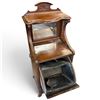 Image 4 : Antique Wooden Coal Scuttle Cabinet w Mirror & Carved Wood Detailing 16.5x13.5x38.5