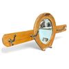 Image 2 : Wooden Horseshoe Mirror Coat Rack w Metal Hooks 38" Across