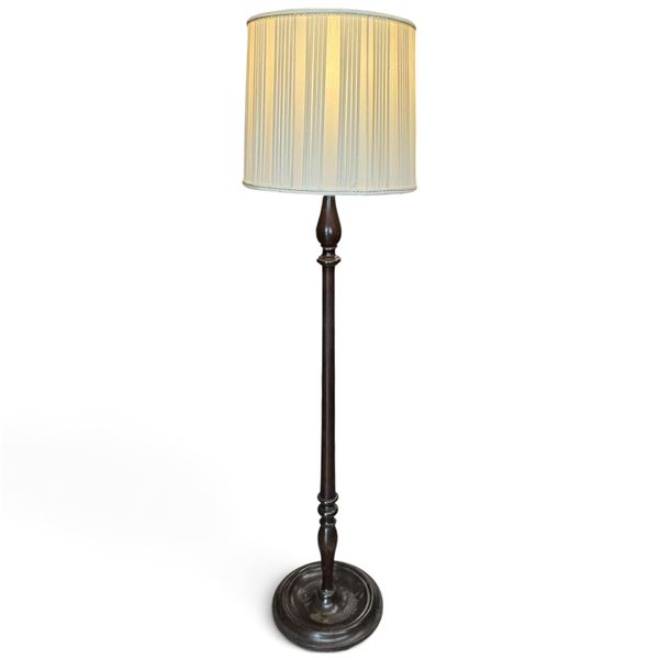 Wooden Floor Lamp w Pleated Lampshade 5" Tall