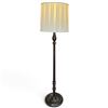 Image 1 : Wooden Floor Lamp w Pleated Lampshade 5" Tall