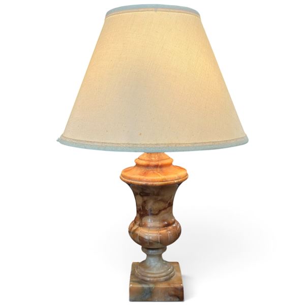 Alabaster Table Lamp w Fabric Shade 20" Tall