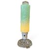 Image 1 : Art Deco Glass Torpedo Lamp * Floral Design - Green to Yellow Gradient 12 in Tall