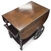 Image 4 : Wooden Drop Leaf Tea Cart w Large Wheels & Shelves