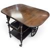 Image 5 : Wooden Drop Leaf Tea Cart w Large Wheels & Shelves