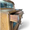 Image 4 : Antique Oak Sideboard w Mirrored Back & Glass Paneled Doors 48x21.5x53"