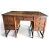 Image 1 : Ornately Carved Wooden Desk w Brass Handles 48x28x30.5"