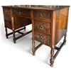 Image 2 : Ornately Carved Wooden Desk w Brass Handles 48x28x30.5"