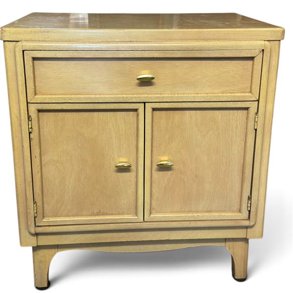 Vintage Light Wood Cabinet w Brass Hardware 21.5x13x25.75"