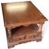 Image 2 : Wooden Side Table w Turned Legs & Two Drawers 24x28x19"