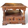 Image 3 : Wooden Side Table w Turned Legs & Two Drawers 24x28x19"
