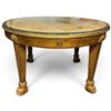 Image 1 : Round Wood Table w Painted Top & Lion Paw Feet * 52" Diameter x 30.5" Tall